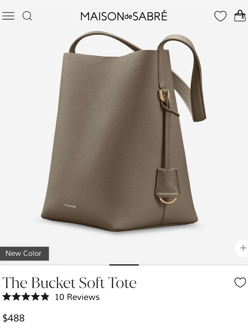 Maison de Sabré The Bucket Soft Tote — cashmere matcha